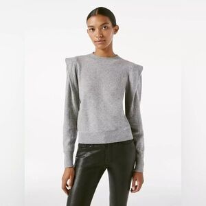 FRAME Kennedy Sweater Cashmere Flutter Sleeve Gray XS